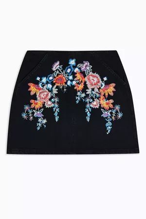 PETITE Floral Denim Skirt Mini  | Topshop