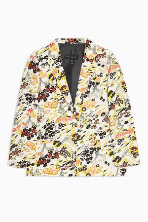 IDOL Leaf Print Floral Jacket blazer | Topshop