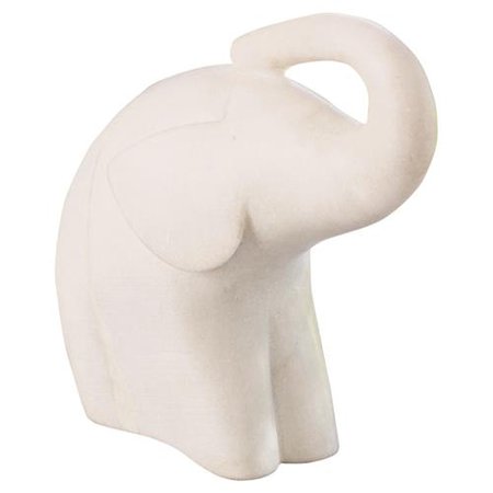 Conor Modern Classic White Marble Elephant Sculpture - Small