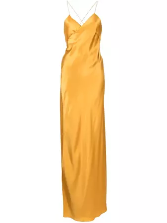Shop Michelle Mason cross-strap silk wrap gown with Express Delivery - FARFETCH