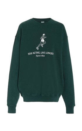 Live Longer Cotton Sweatshirt By Sporty & Rich | Moda Operandi
