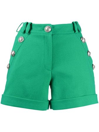 Balmain Decorative Button Shorts TF05010C208 Green | Farfetch