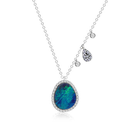 Opal blue gemstone necklace