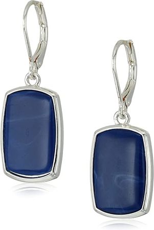 Amazon.com: NINE WEST Women's Silvertone and Denim Large Drop Earrings: Clothing, Shoes & Jewelry