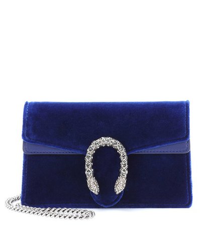 Dionysus velvet and leather clutch