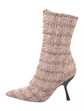Brock Collection Tweed Pattern Sock Boots - Pink Boots, Shoes - TON26022 | The RealReal
