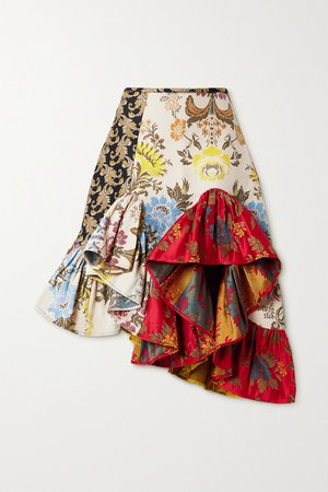 Red + NET SUSTAIN ReM'Ade by Marques' Almeida asymmetric patchwork brocade skirt | Marques' Almeida | NET-A-PORTER
