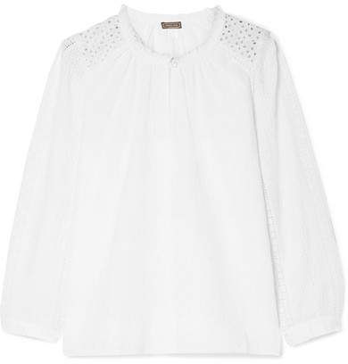 Groveland Embroidered Broderie Anglaise-trimmed Cotton-voile Blouse - White
