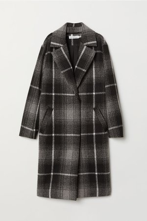 Felted Coat - Dark gray/plaid - Ladies | H&M US