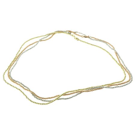 White, and Yellow Gold Small Thin Bead Ball Choker Necklace For Sale at 1stDibs