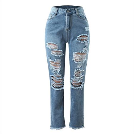 UOFOCO Jeans for Women Stretch Baggy Ripped Low Rise Cutout Straight Wide Leg Jeans Y2k Fashion Denim Streetwear Pants at Amazon Women's Jeans store