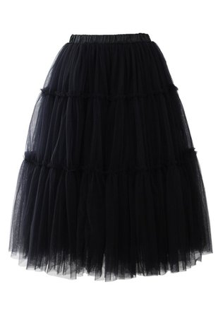 Amore Tulle Midi Skirt in Black - Skirt - BOTTOMS - Retro, Indie and Unique Fashion