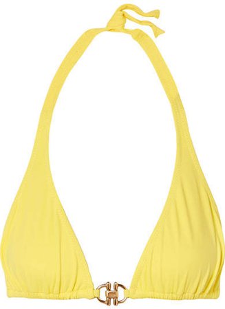 Bahamas Embellished Triangle Bikini Top - Yellow