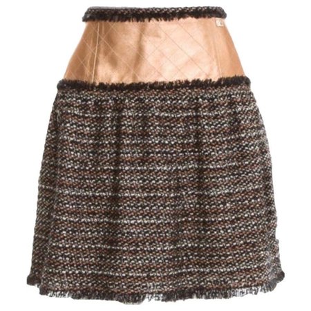 CHANEL Tweed & Leather Skirt