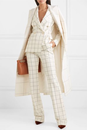 Ralph & Russo | Checked wool-blend flared pants | NET-A-PORTER.COM