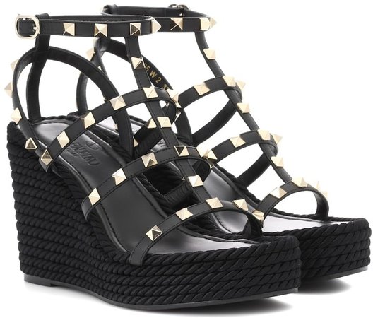 Torchon leather wedge sandals