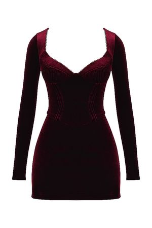 Clothing : Mini Dresses : 'Veronica' Black Cherry Pin Tuck Mini Dress