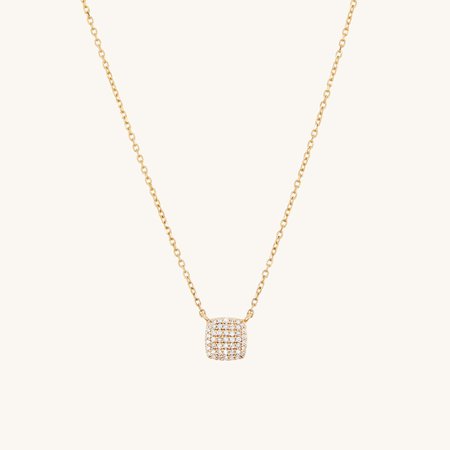 Pavé Diamond Cushion Necklace | Mejuri