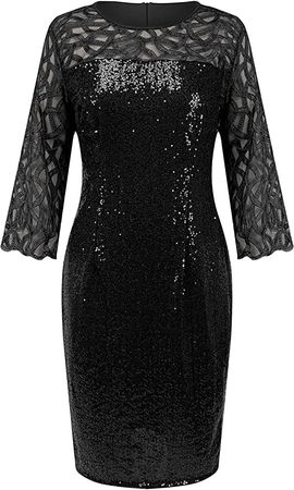 Amazon.com: Women's Sexy Sequin Dress Mesh Hollow Out Long Sleeve Bodycon Dress Cocktail Party Club Dress Evening Dress Midi Dresses : Clothing, Shoes & Jewelry