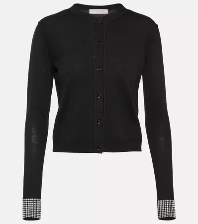 Embellished Wool Cardigan in Black - Valentino | Mytheresa