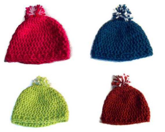 Pom Pom Beanie Hat Newborn Baby Size Four Colors Available