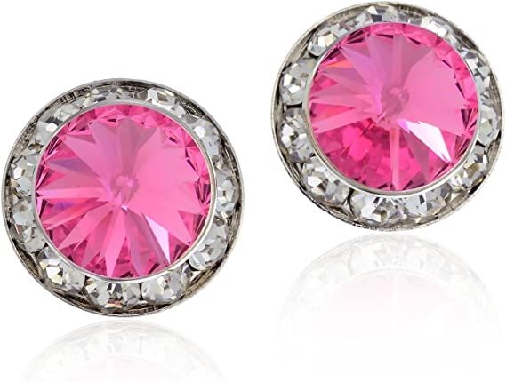 Amazon.com: PammyJ Pink Rose 15mm Crystal CLIP-ON Earrings: Clothing, Shoes & Jewelry