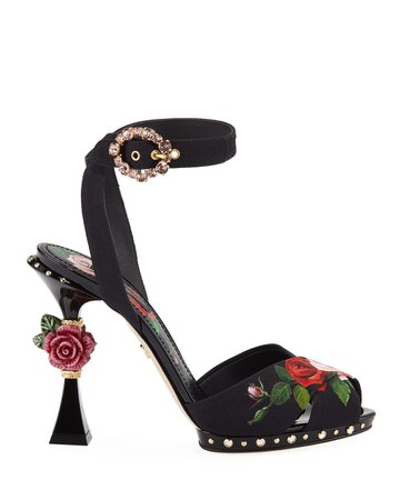 Dolce & Gabbana Rose-Print High Sandals