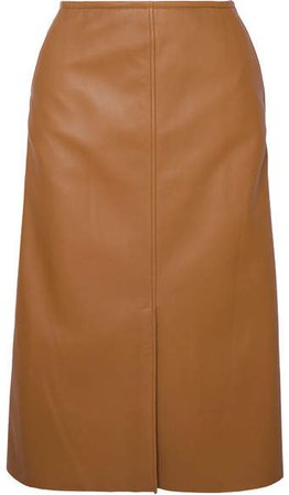Iden Leather Midi Skirt - Camel