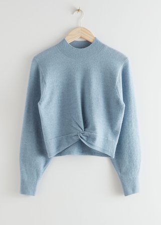Twist Detail Knit Sweater - Light Blue - Sweaters - & Other Stories