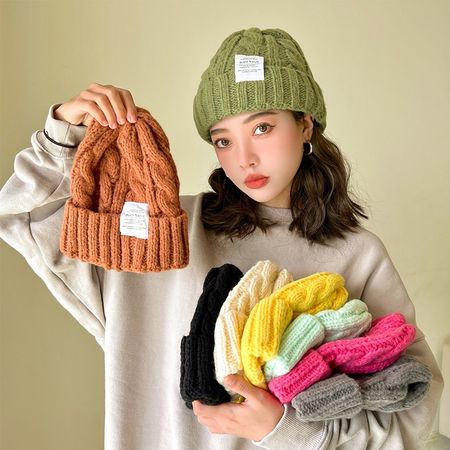 WomenS Fashion Solid Color Eaveless Wool Cap