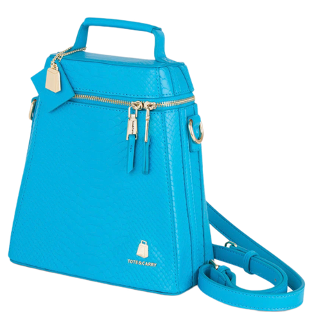 tote n carry aqua blue bag