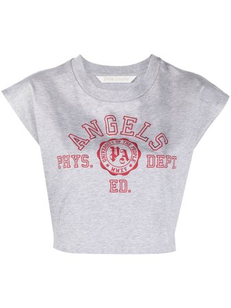 Palm Angels Collegiate logo-print Cropped T-shirt - Farfetch