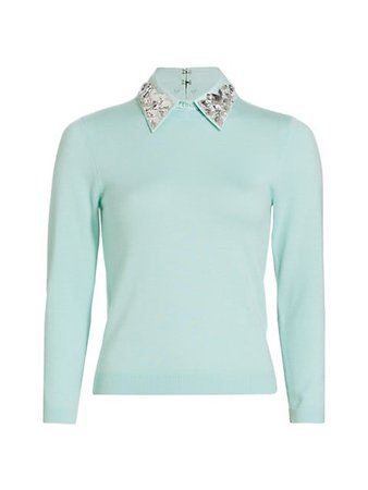Shop Alice + Olivia Porla Embellished Collar Sweater | Saks Fifth Avenue