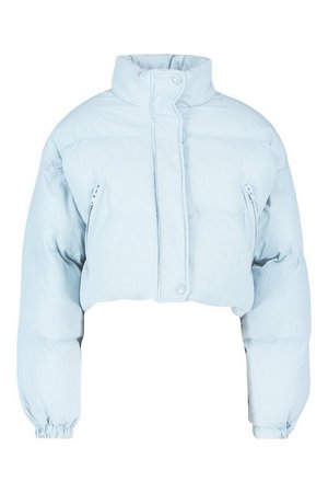 Funnel Neck Cropped Puffer Jacket | Boohoo