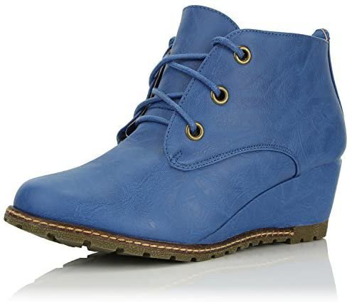 Amazon.com | DailyShoes Women's Fashion Up Round Toe Ankle High Oxford Wedge Bootie | Ankle & Bootie