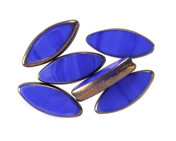 Czech Glass Bronzed Cobalt Silk Horse Eye 18x7mm - Lima Beads