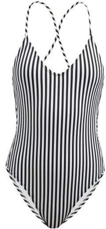 Fara Striped Swimsuit - Womens - White Black