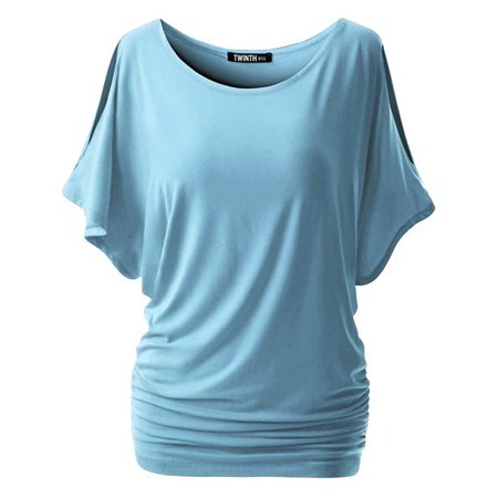 Doublju Womens Short Sleeve Dolman Drape Loose Fit Tunic Top(Plus Size Available) - Walmart.com