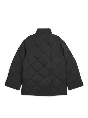 Quilted jacket with shawl collar - Black - Jackets & Coats - ARKET DE