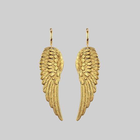 FALLEN SAINT. Angel Wing Hoop Earrings - Gold – REGALROSE