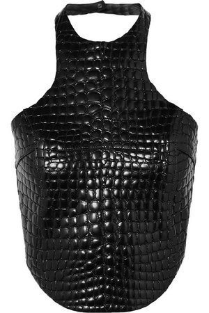 TOM FORD | Cropped croc-effect leather halterneck top | NET-A-PORTER.COM
