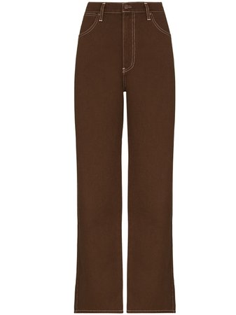 Shop brown Reformation high-rise straight-leg jeans with Express Delivery - Farfetch
