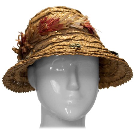 Vintage Summer Straw Hat For Sale at 1stDibs