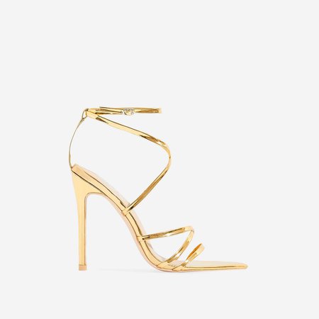 Kaia Pointed Barely There Heel In Gold Patent | EGO
