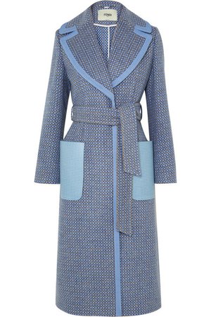 Fendi | Belted canvas and leather-trimmed wool-blend twill coat | NET-A-PORTER.COM