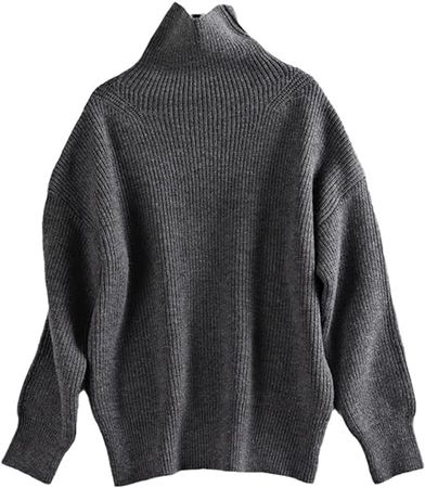 Amazon.com: DFLYHLH Wool Women's Sweater Fall/Winter Warm Turtleneck Casual Loose Oversized Sweater Knitted Pullover : Clothing, Shoes & Jewelry