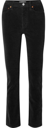 Cotton-blend Corduroy Straight-leg Pants - Black