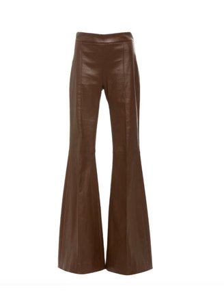 brown leather flare pants