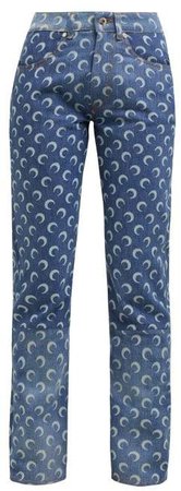 Crescent Moon Patterned Jeans - Womens - Denim