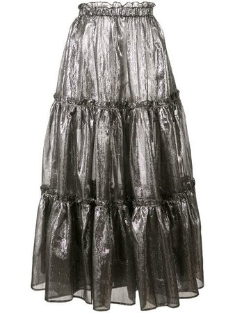 Lisa Marie Fernandez Ruffle Details Metallic Skirt - Farfetch